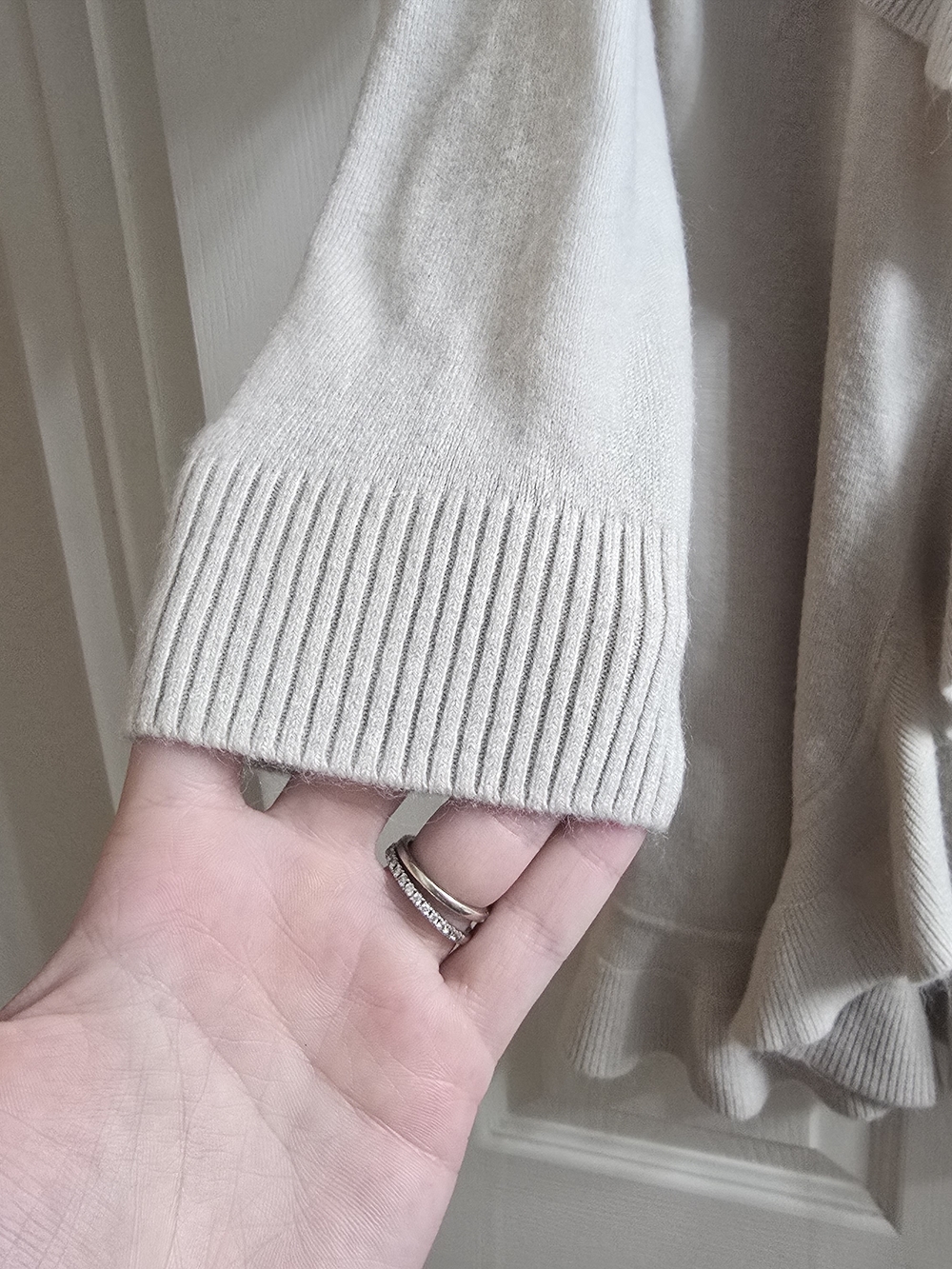 Carol Rose Light Cream Ruffle-Front Cardigan - Picture 3 of 7